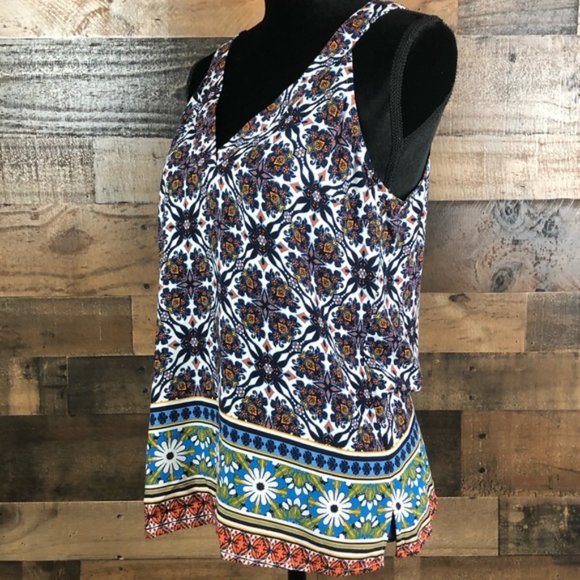 Skies Are Blue Top Sleeveless Floral Print Size Medium - Picture 3 of 8